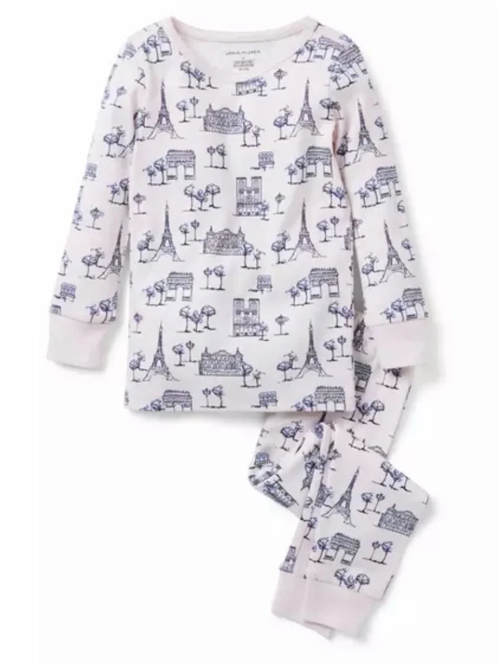 🇫🇷 Janie and Jack Girls Paris Landmark Pajama Set Size 3 💕✨